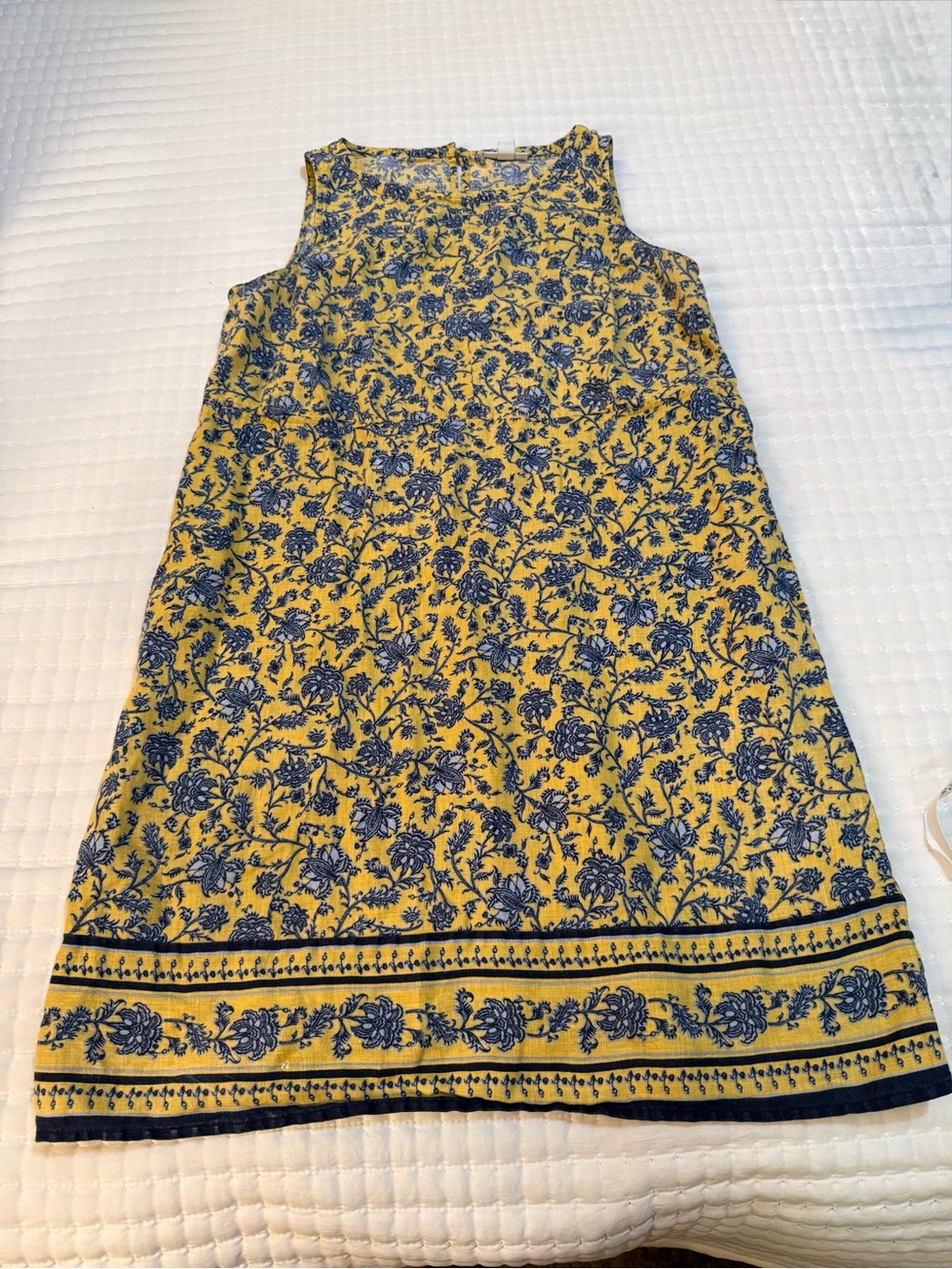 J. Jill Yellow Dress with Navy Floral Print